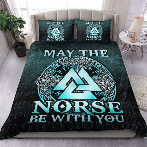 Juego de Cama Vikingo May The Norse Be With You Juego de Cama Vikingo Versión Cyan