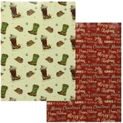 The Pioneer Woman Christmas Wrapping Paper, Two Rolls, 30in x 90 Sqft, Boots