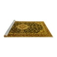 thumbnail image 2 of Ahgly Company Machine Washable Indoor Round Medallion Yellow Traditional Area Rugs, 7' Round, 2 of 4