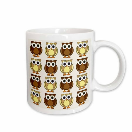 

3dRose Cute Brown Owl Print - Ceramic Mug 15oz (mug_28531_2)