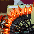 thumbnail image 5 of Halloween Decorations - Indoor and Outdoor Flickering Flame String Lights, 27.8ft C7 Vintage Flickering Flame String Lights, Orange String Lights with 25 Orange Clear Flame Bulbs (E12 Bulbs, Black Wi, 5 of 10