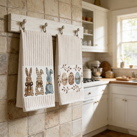 YIKA Set Of 2 Kitchen Dishes Towels/Hand Towels Easter Themed 23.6x15.7 Inches Absorbent Kitchen Towels/tea Towels Suitable For Cooking And Baking