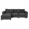 thumbnail image 3 of WestinTrends Hearthside 99" Modular Corduroy L-Shaped Sectional Sofa and Chaise With USB/Type-C Ports and Side Pockets, Charcoal Gray, 3 of 15