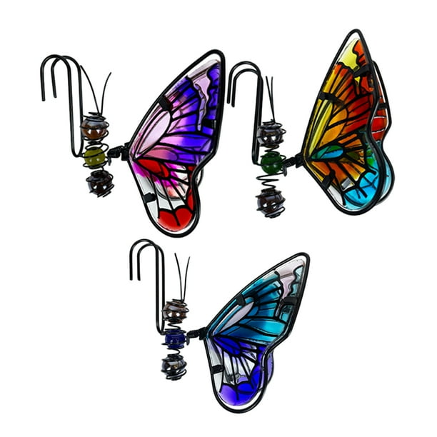Juego de 3 macetas con decoración de mariposa, colgador de hierro con forma de mariposa, figura decorativa para macetas de flores