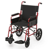 Magshion *FDA APPROVED* Transport Wheelchair with Flip Back Backrest & Swing-Away Footrests, Folding Transport Chair with Swivel Front Wheels, 300lbs Weight Capacity, Red