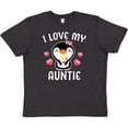 thumbnail image 3 of Inktastic I Love My Auntie with Cute Penguin and Hearts Youth T-Shirt, 3 of 5