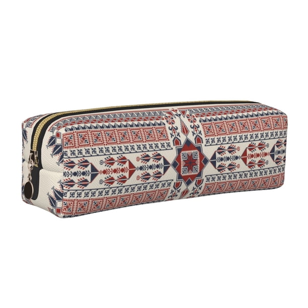 Disketp Fashion Tatreez1 Estuche de Lápices de Cuero con Cierre, Estuche Compacto para Papelería, Bolígrafos y Accesorios Pequeños