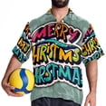 thumbnail image 4 of Christmas Font Men's Short Sleeve Casual Printed Button Down Beach Shirts, 4 of 6