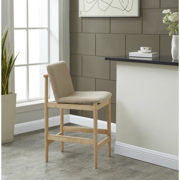 Safavieh Couture Abriella Square Mid Back Counter Stool, Oatmeal/Natural