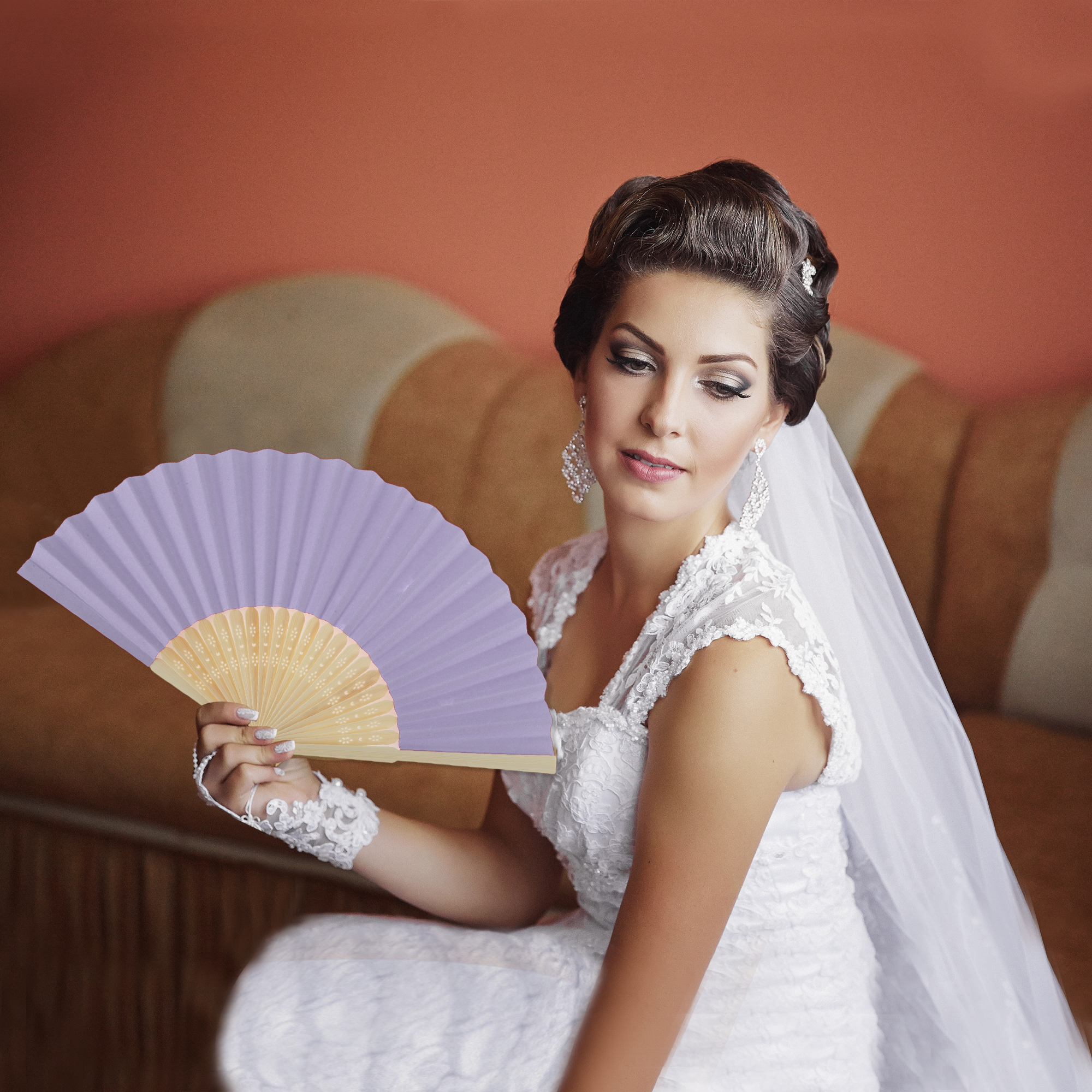 Unique Bargains Portable DIY 7-Inch Blank Folding Fan 1 Pc Light Purple