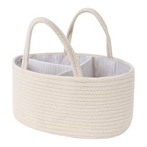 Unique Bargains 1 Pack Woven Storage Basket Bin with Divider and Handle Beige L