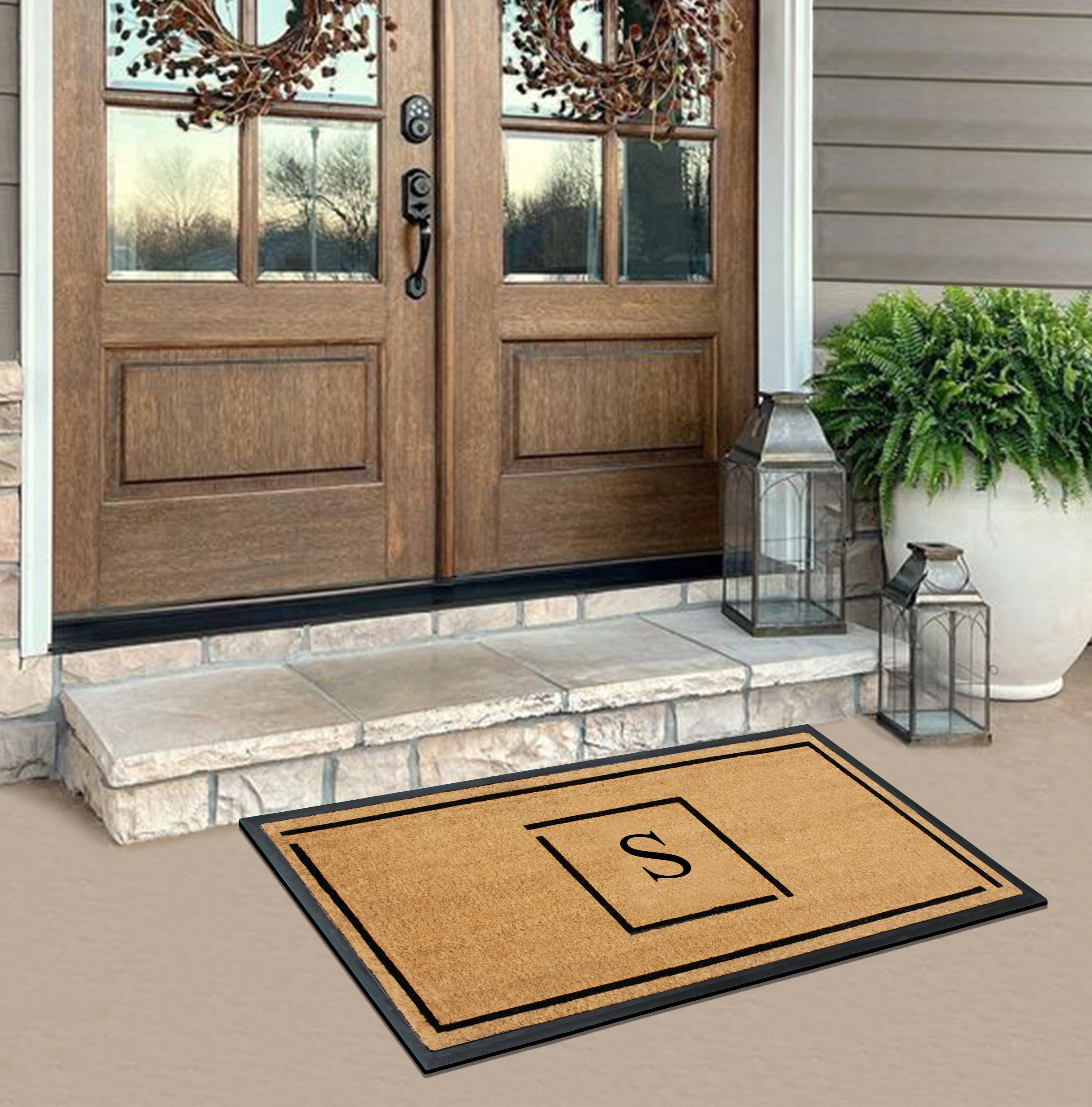 A1 Home Collections Hand-Crafted Rubber Coir Doormat Double/Single Door Mat for Outdoor 24x48 inch