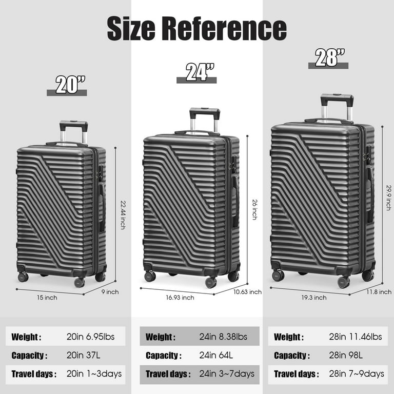 SUGIFT Luggage Sets 3 Piece Suitcase Set with TSA Lock 360°Spinner