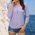 thumbnail image 5 of Paiwinds Women's V-Neck Long Sleeve Button Front Top Casual Solid Color Blouse Soft Polyester Spandex, 5 of 6