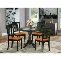 Round Drop Leaf Dining Table Set - Kitchen Table with 4 Chairs - Small Space Dining