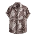 thumbnail image 1 of Outfmvch Chemises à Manches Longues pour Hommes, Imprimé Coloré Décontracté, Chemise à Manches Courtes avec Col Rabattu, Hauts pour Femmes Marron, 1 of 8