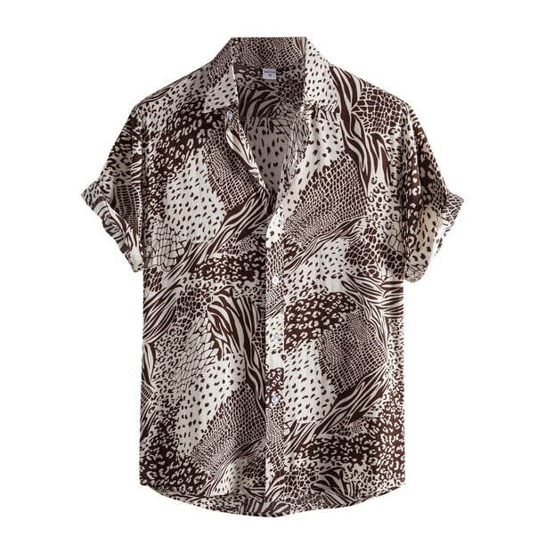 Zlekejiko Blouse Color Sleeve Collar Casual Shirt Short Turn-Down Print ...