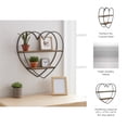 thumbnail image 6 of Heart Wall Mounted Shelf with Wood Shelves and Metal Frame for Home Decor - 2-Tier Hanging Storage Organizer for Living Room, Bedroom, Office or Entryway - Wall Shelf for Books - 20", Black & Brown, 6 of 10