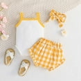 thumbnail image 4 of Baby Girl Yellow Summer Sling Rainbow Cartoon Clothes + Hair Accessories 2Pcs Outfit Baby Girl Set 0 to 18 Months, 4 of 5