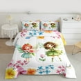thumbnail image 2 of Feelyou Kawaii Magic Elf Full Size Comforter Sets for Kids, Cartoon Flower Floral Bedding Comforter Set, Dreamy Fairy Tale Reversible Bedding Sets, Microfiber Bedroom Decor, 3pcs, 2 of 8