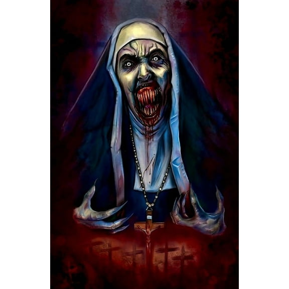 The Nun Diamond Art Painting Kits for Adults - Horror Film Round 5D Paint with Diamonds Pictures Gem Art Painting Kits DIY Adult Crafts Kits 12x16 Inch