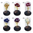 thumbnail image 3 of Valentine‘s Day Artificial Gold Foil Rose Flower and LED Night Light String In Glass Dome On Wooden Base (Battery Not Included), 3 of 5