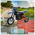 thumbnail image 7 of Shininglove 24V 7Ah Electric Motocross Bike, 13.6mph Fast Speed, 250W Strong Motor Car, Chain Drive, Leather Seat, Disc Brake, Air-Filled Tires, Blue, 7 of 7