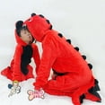 thumbnail image 1 of Mono de franela de dinosaurio rojo, traje de Cosplay de dibujos animados, ropa de dormir con capucha de una pieza, Conjunto de Pijama familiar, 1 of 4