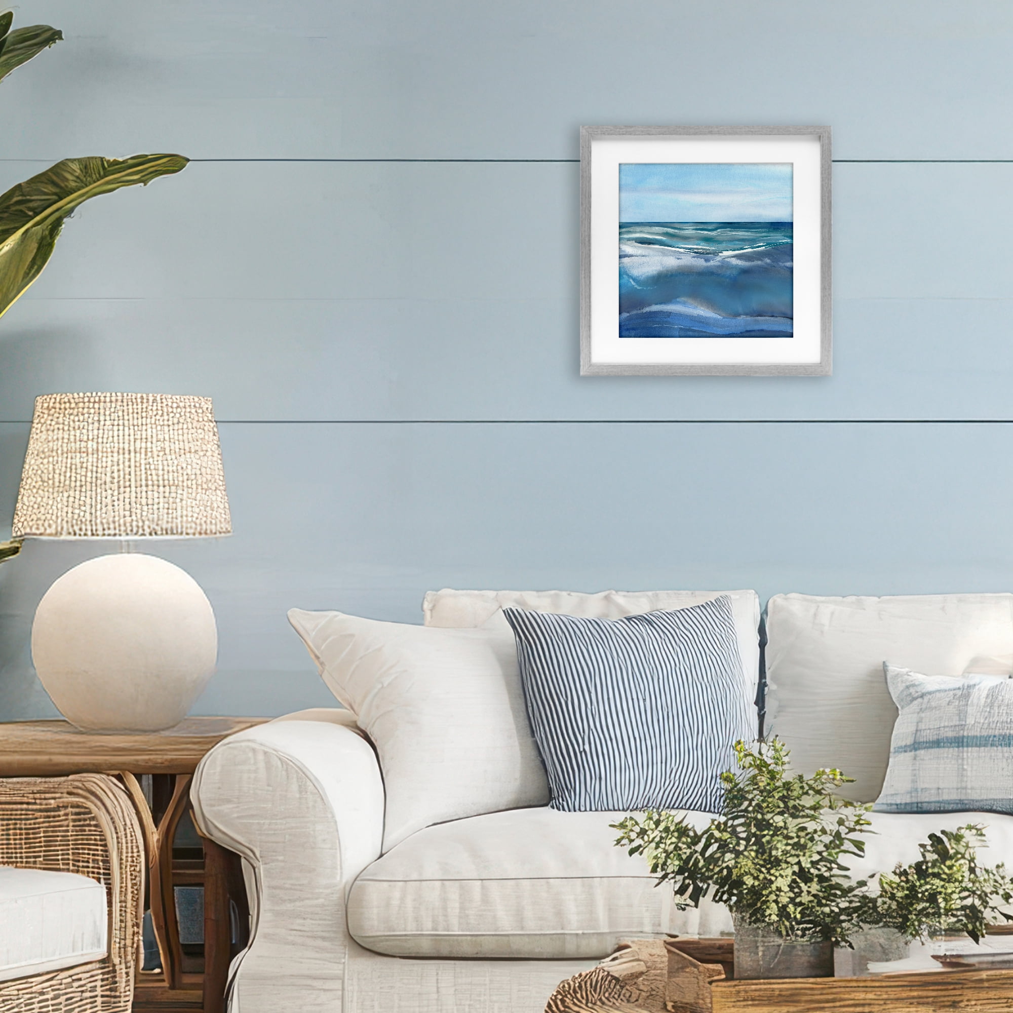 Stupell Industries Calm Seas under Soft Sky Gray Framed Print Under Glass, design by Susan Jill