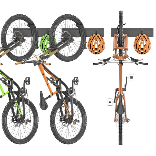 Portabicicletas giratorio de pared TORACK para 3 bicicletas y cascos