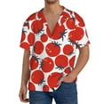 thumbnail image 1 of Fotbe Hand Drawn Tomatoes Camisa Estampada de Manga Corta para Hombre, Casual de Verano, Estilo Playero, Sin Arrugas-Small, 1 of 5