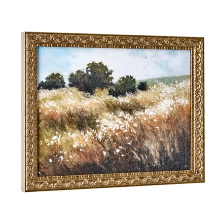 Home Decor Collection Calm Meadow Landscape Wall Art, Nature Canvas Print with Wood Bronze Frame, Farmhouse Decor, 11x14