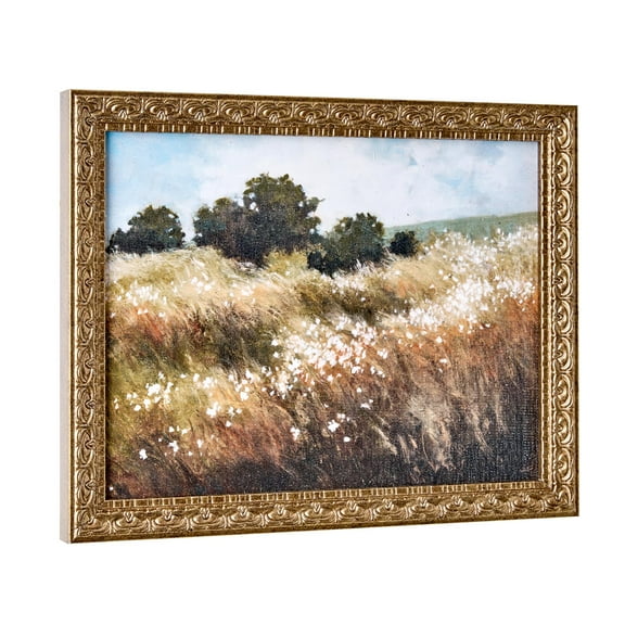 Home Decor Collection Calm Meadow Landscape Wall Art, Nature Canvas Print with Wood Bronze Frame, Farmhouse Decor, 11x14