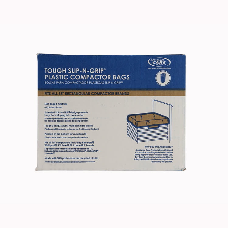 W10165294RB : Whirlpool W10165294RB Trash Compactor Bags, 15, 60/Pack