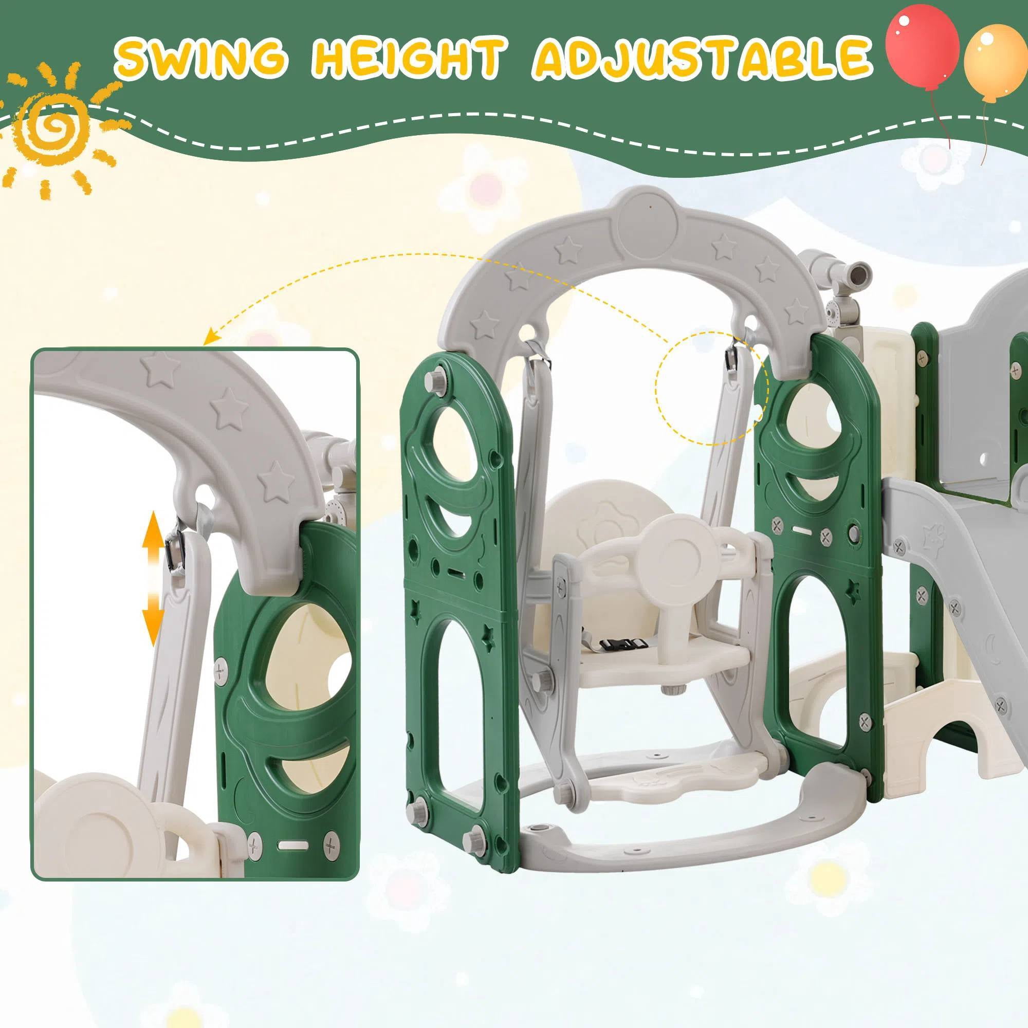 EUROCO 7 in 1 Toddler Slide and Swing Set,Toddler Climber Slide Playset With Basketball Hoop,Kids Slide for Toddlers Age 1+,Outdoor Indoor Playground for Toddlers