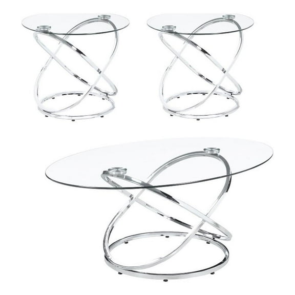 Warren 3-piece Occasional Set Chrome and Clear