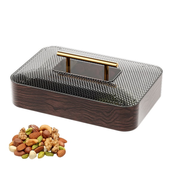 Dried Fruit Tray with Lid, Storage Box with 6 Compartments, Divided Snack Serving Tray Decorative Storage Box, Fruit Plate Tray for Nuts, Snacks