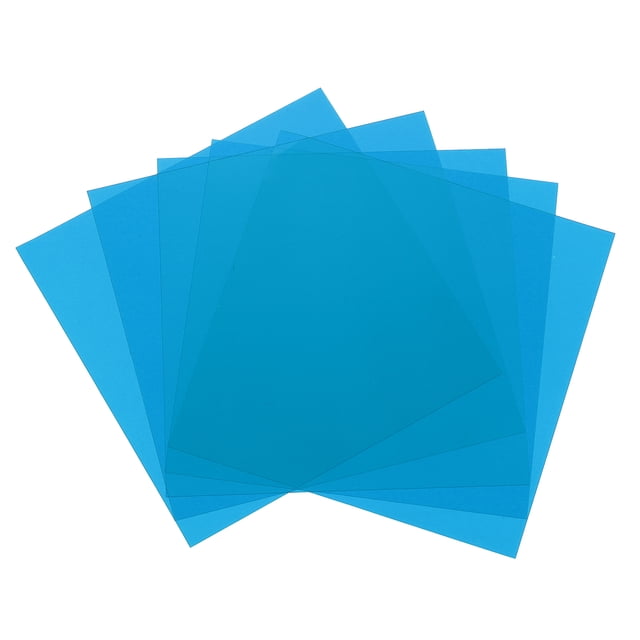 Uxcell 5 Pcs Hojas de Plástico de Color, Filtro de Gel de Corrección de Color Ámbar Transparente Impermeable de 2 x 2" para Manualidades DIY, Iluminación LED, Fotografía (Azul)