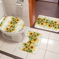 thumbnail image 4 of Sunflower Bath Mat 3 Piece Bathroom Rug Set, Country Botanical Yellow Green Floral Leaf Non Slip Bath Rug Contour Mat and Toilet Lid Cover, Absorbent Shower Mats Soft Bath Rugs and Mats Sets, 4 of 8