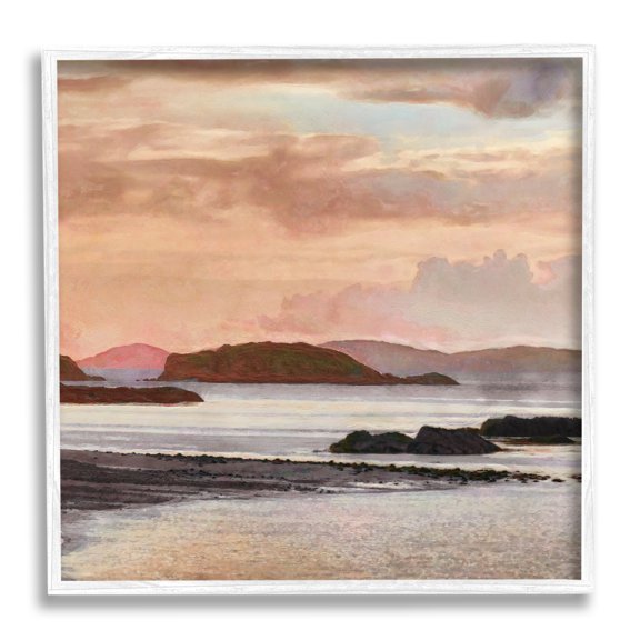 Stupell Industries Cloudy Beach Atmosphere Landscape Painting White Framed Art Print Wall Art, 12 x 12