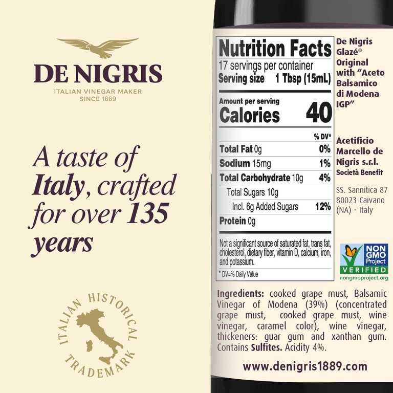 De Nigris Balsamic Glaze with Balsamic Vinegar of Modena 8.5 fl oz