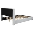 thumbnail image 7 of Full Size Platform Bed with Button Tufted Headboard, PU Upholstered Bed Frame with Metal Strips and Wooden Slat Support, Noise Free, No Box Spring Needed, Easy Assembly, Off White, 7 of 7
