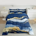 thumbnail image 2 of Manfei Marble Texrure Print Bedding Comforter Set,Fulid Striped Artistic Twin Comforter Sets,Blue Gold Bedding Set For Girls Boys,Super Cozy Room Decor Reversible,2pcs, 2 of 8