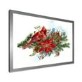 thumbnail image 2 of Designart 'Christmas Red Cardinal Bird and Poinsettia' Traditional Framed Art Print, 2 of 4