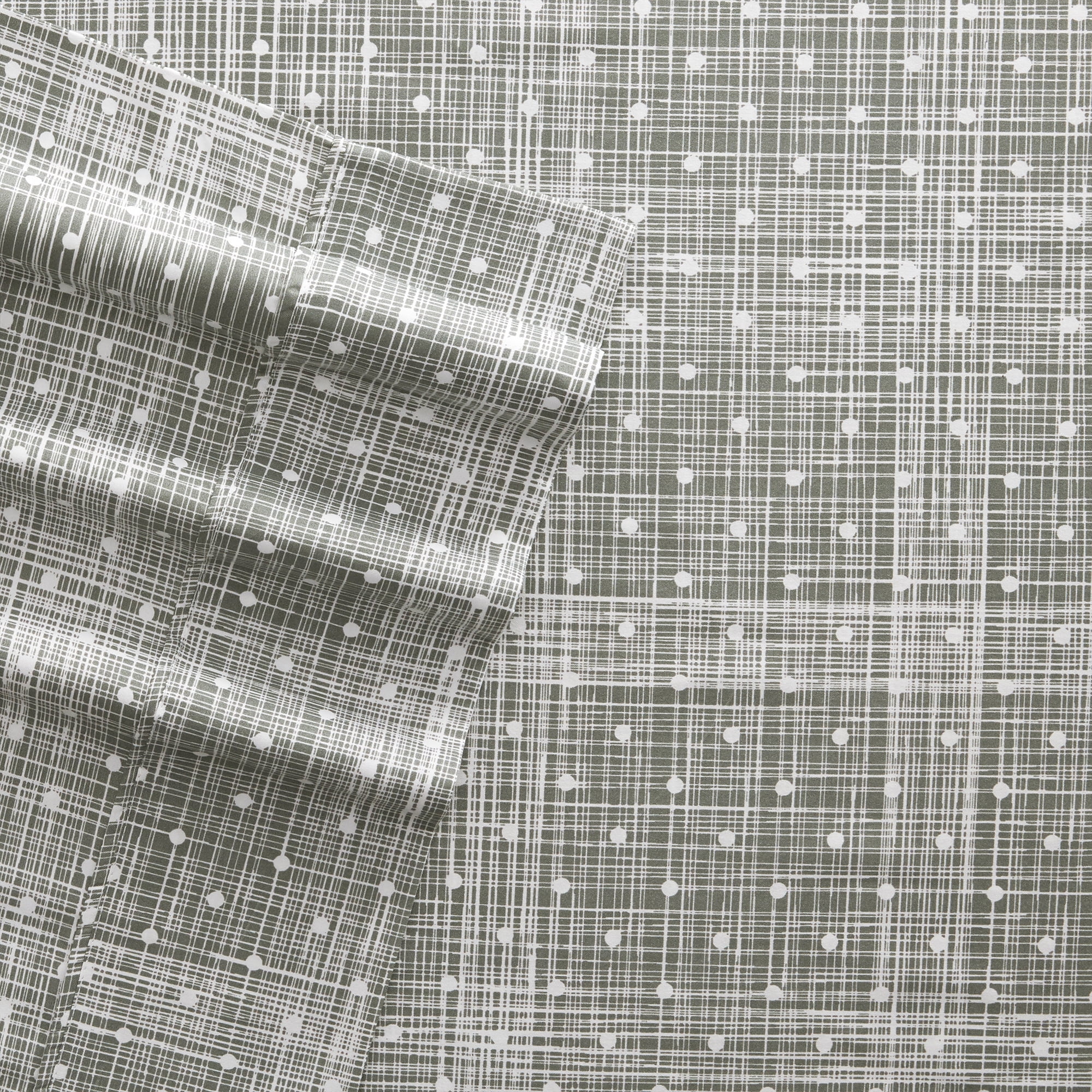 Noble Linens 4 Piece Pattern Microfiber Bed Sheets Set, Gray Polka Dot, Queen