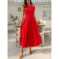 thumbnail image 2 of Women's Single Shoulder Midi Dress with Pockets 65% viscose 35% polyester Stretchy Body Not Lined Elegant Everyday Wear, 2 of 22