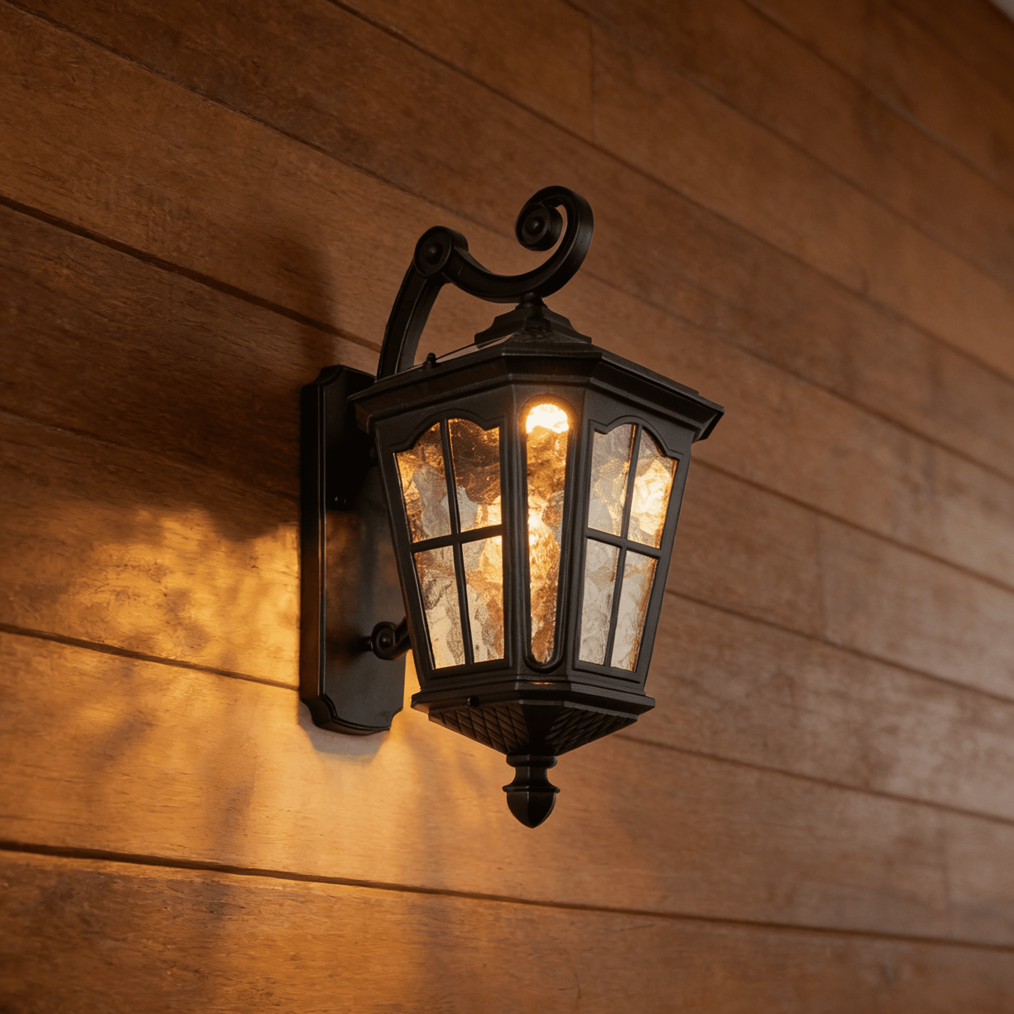 Exterior Wall Lamp, Solar Powered Waterproof Wall Sconce IP65 for Villa Garden Patio Gate Post, Matte Black