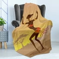 thumbnail image 4 of African Soft Flannel Fleece Throw Blanket, Lady in Dance Person in Psychedelic Style Artisan Image, Cozy Plush for Indoor and Outdoor Use, 70" x 90", Brown Cocoa, by Ambesonne, 4 of 5