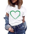 thumbnail image 4 of BLVB St. Patrick's Day Shirts for Women Cute Shamrock Clover Graphic Tee Shirts Short Sleeve Crewneck Gift Tops Blouse White 4, 4 of 4