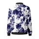 thumbnail image 2 of Gibobby Chaquetas tendencia ocio Abrigo suelto para mujer, cuello Rojoondo, cremallera, manga larga, chaqueta clásica con estampado Floral, Top informal, prendas de vestir diarias (Morado, XL), 2 of 5